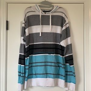 Billabong Men’s Striped Hoodie, White, Extra Large